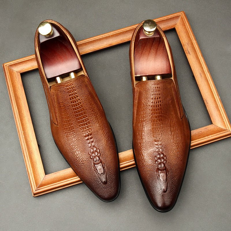 Men's Formal Crocodile Dress Shoes: Stylish Pointed Toe Wedding Loafersyes