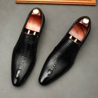 Men's Formal Crocodile Dress Shoes: Stylish Pointed Toe Wedding Loafersyes
