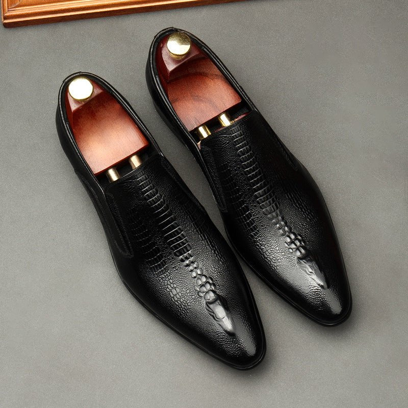 Men's Formal Crocodile Dress Shoes: Stylish Pointed Toe Wedding Loafersyes