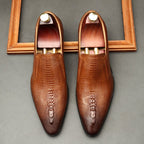 Men's Formal Crocodile Dress Shoes: Stylish Pointed Toe Wedding Loafersyes
