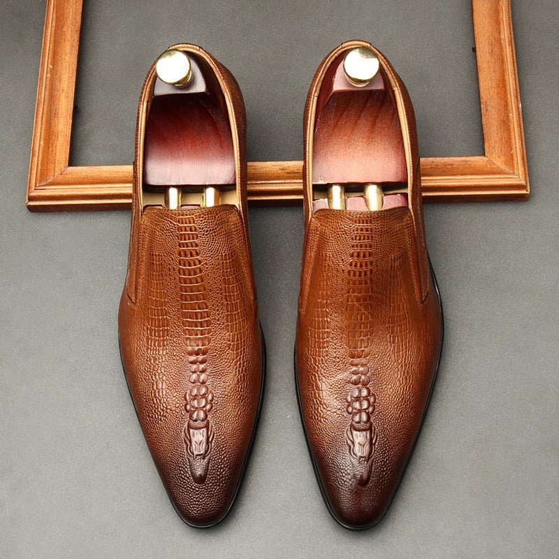 Men's Formal Crocodile Dress Shoes: Stylish Pointed Toe Wedding Loafersyes