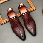 Men's Formal Crocodile Dress Shoes: Stylish Pointed Toe Wedding Loafersyes