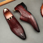 Men's Formal Crocodile Dress Shoes: Stylish Pointed Toe Wedding Loafersyes