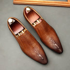 Men's Formal Crocodile Dress Shoes: Stylish Pointed Toe Wedding Loafersyes