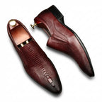 Men's Formal Crocodile Dress Shoes: Stylish Pointed Toe Wedding Loafersyes