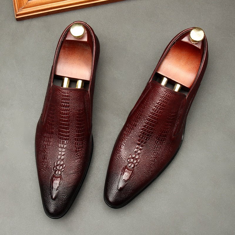 Men's Formal Crocodile Dress Shoes: Stylish Pointed Toe Wedding Loafersyes