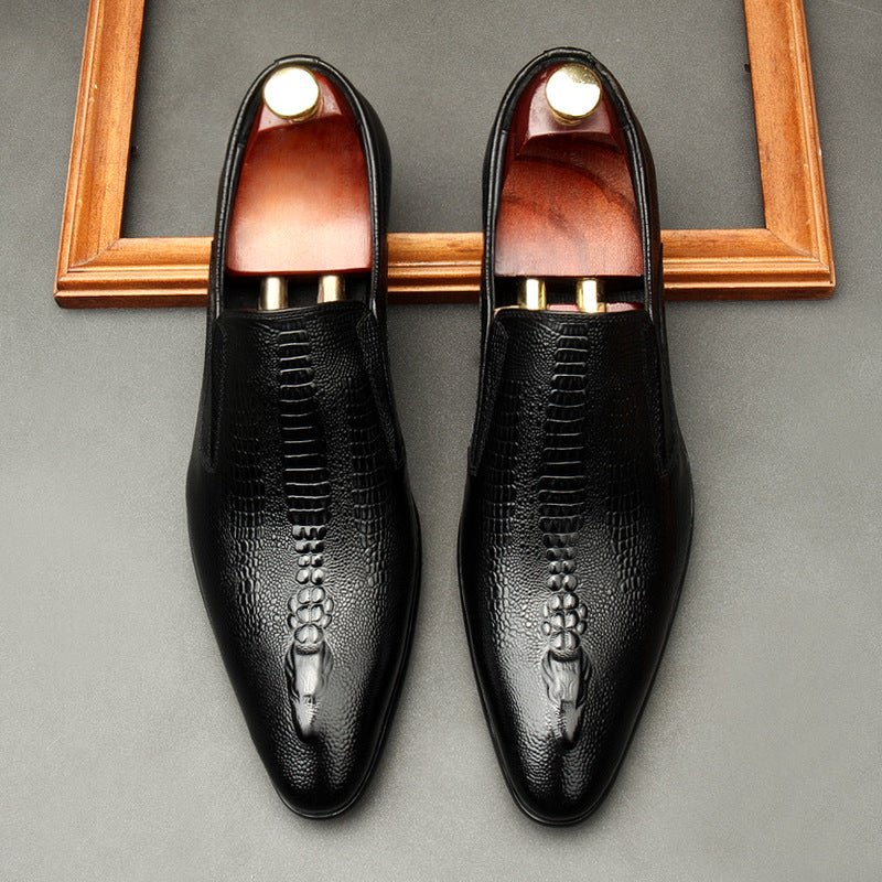 Men's Formal Crocodile Dress Shoes: Stylish Pointed Toe Wedding Loafersyes