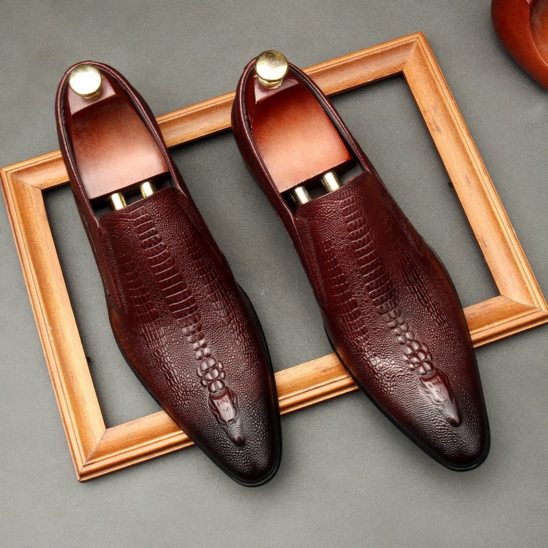 Men's Formal Crocodile Dress Shoes: Stylish Pointed Toe Wedding Loafersyes