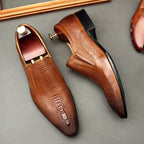 Men's Formal Crocodile Dress Shoes: Stylish Pointed Toe Wedding Loafersyes
