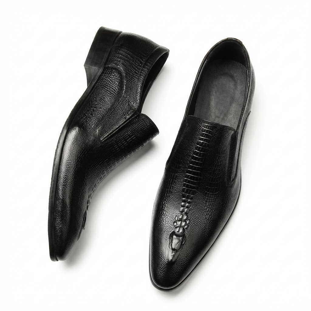 Men's Formal Crocodile Dress Shoes: Stylish Pointed Toe Wedding Loafersyes