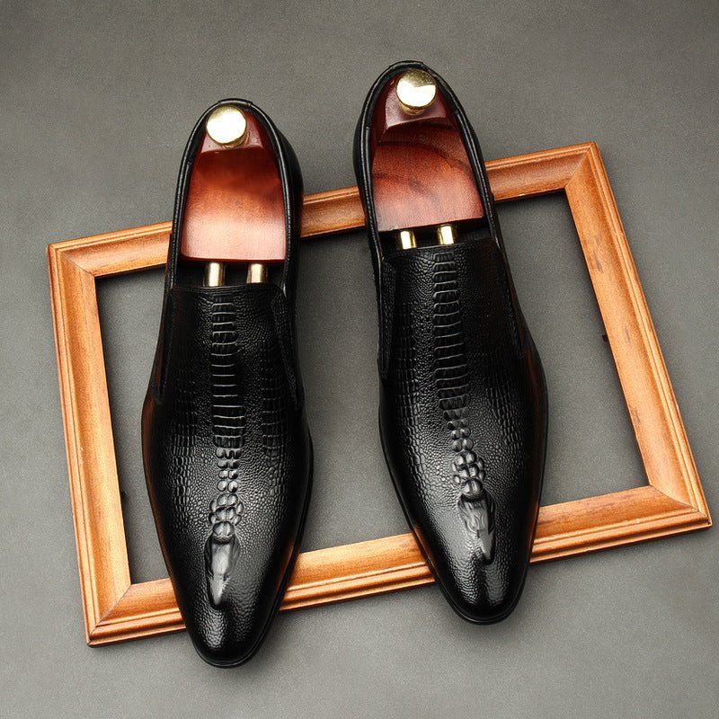 Men's Formal Crocodile Dress Shoes: Stylish Pointed Toe Wedding Loafersyes