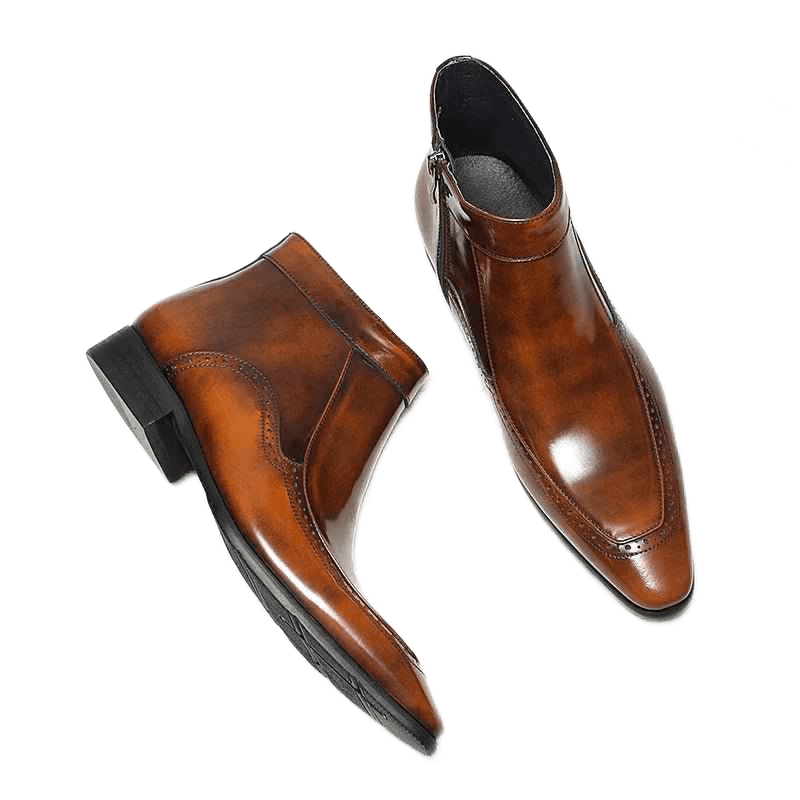 Men's Formal Leather Zipper Dress Boots - British Style Chelsea Designyes