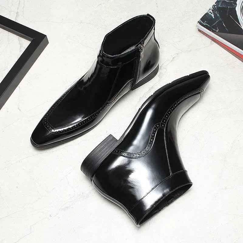 Men's Formal Leather Zipper Dress Boots - British Style Chelsea Designyes
