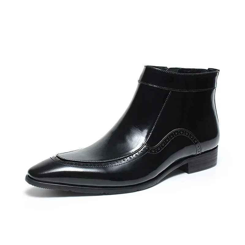 Men's Formal Leather Zipper Dress Boots - British Style Chelsea Designyes