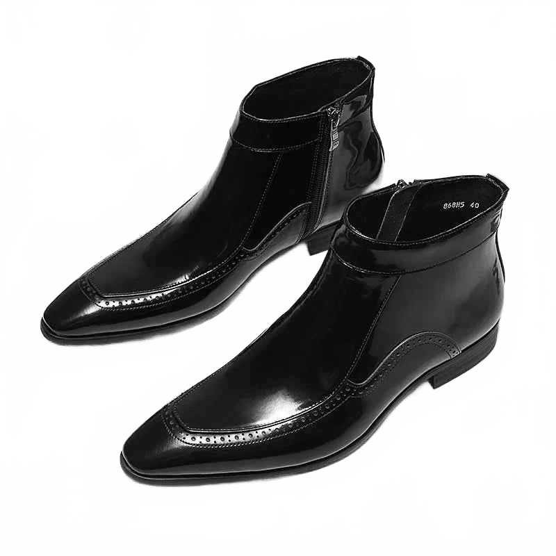 Men's Formal Leather Zipper Dress Boots - British Style Chelsea Designyes