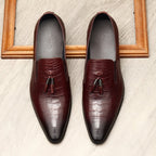 Men's Formal Tassel Loafers: Stylish Pointed Toe Wedding Dress Shoesyes