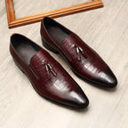 Men's Formal Tassel Loafers: Stylish Pointed Toe Wedding Dress Shoesyes