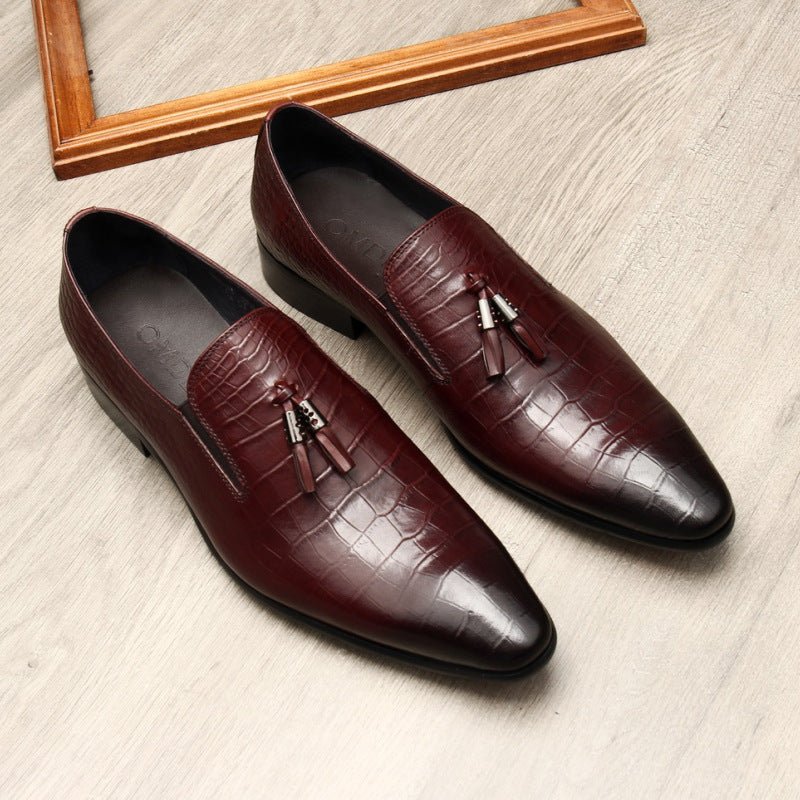 Men's Formal Tassel Loafers: Stylish Pointed Toe Wedding Dress Shoesyes