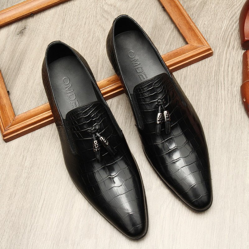 Men's Formal Tassel Loafers: Stylish Pointed Toe Wedding Dress Shoesyes