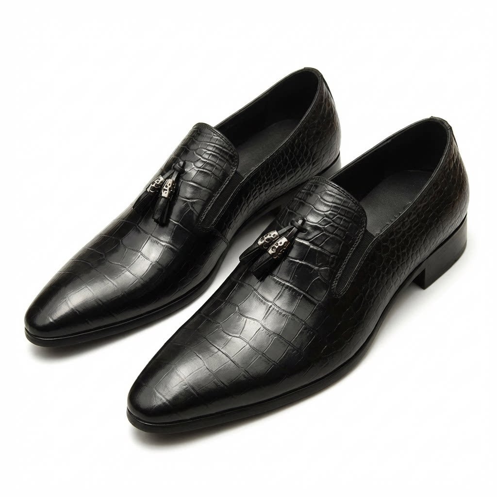 Men's Formal Tassel Loafers: Stylish Pointed Toe Wedding Dress Shoesyes