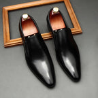 Men's Genuine Leather Dress Shoes: Stylish Pointed Toe Wedding Loafersyes
