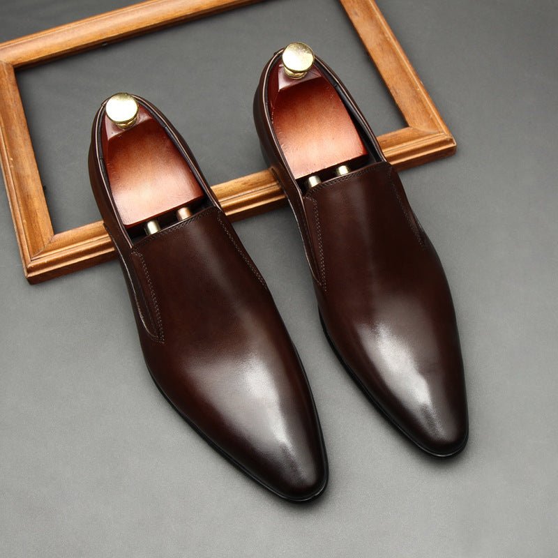 Men's Genuine Leather Dress Shoes: Stylish Pointed Toe Wedding Loafersyes