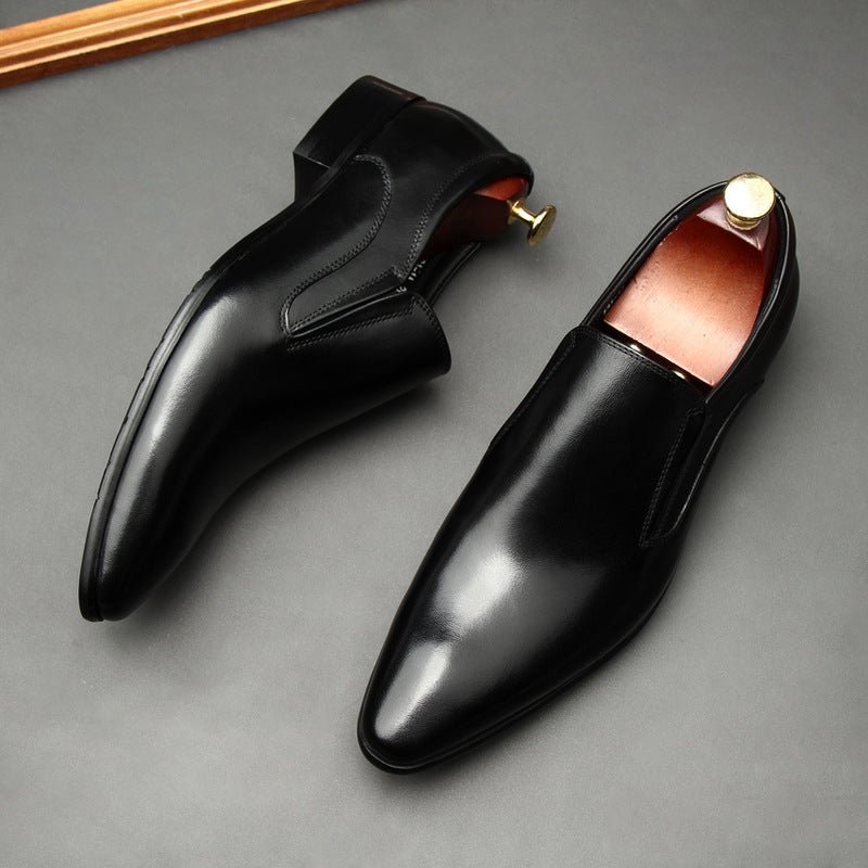 Men's Genuine Leather Dress Shoes: Stylish Pointed Toe Wedding Loafersyes