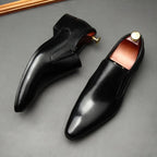 Men's Genuine Leather Dress Shoes: Stylish Pointed Toe Wedding Loafersyes