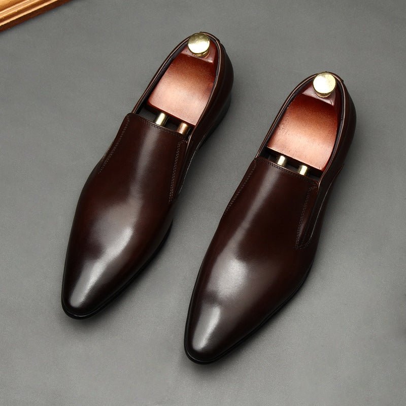 Men's Genuine Leather Dress Shoes: Stylish Pointed Toe Wedding Loafersyes