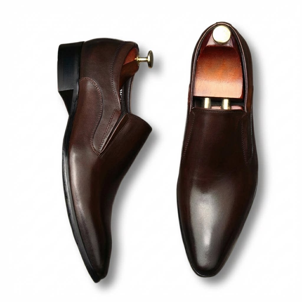 Men's Genuine Leather Dress Shoes: Stylish Pointed Toe Wedding Loafersyes