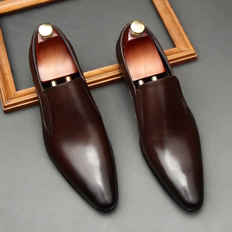 Men's Genuine Leather Dress Shoes: Stylish Pointed Toe Wedding Loafersyes