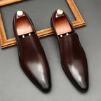 Men's Genuine Leather Dress Shoes: Stylish Pointed Toe Wedding Loafersyes