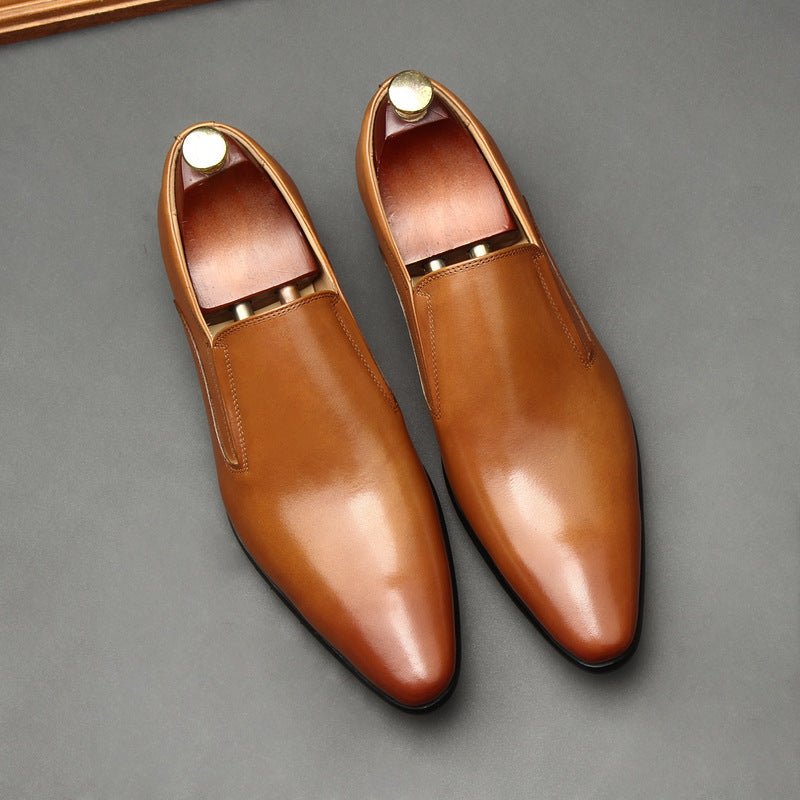 Men's Genuine Leather Dress Shoes: Stylish Pointed Toe Wedding Loafersyes