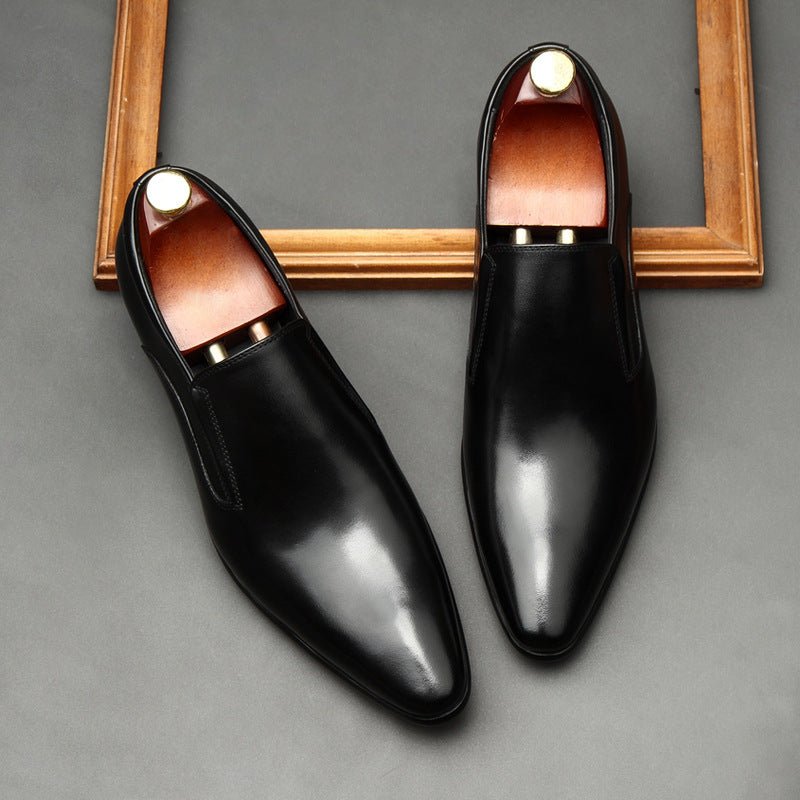 Men's Genuine Leather Dress Shoes: Stylish Pointed Toe Wedding Loafersyes