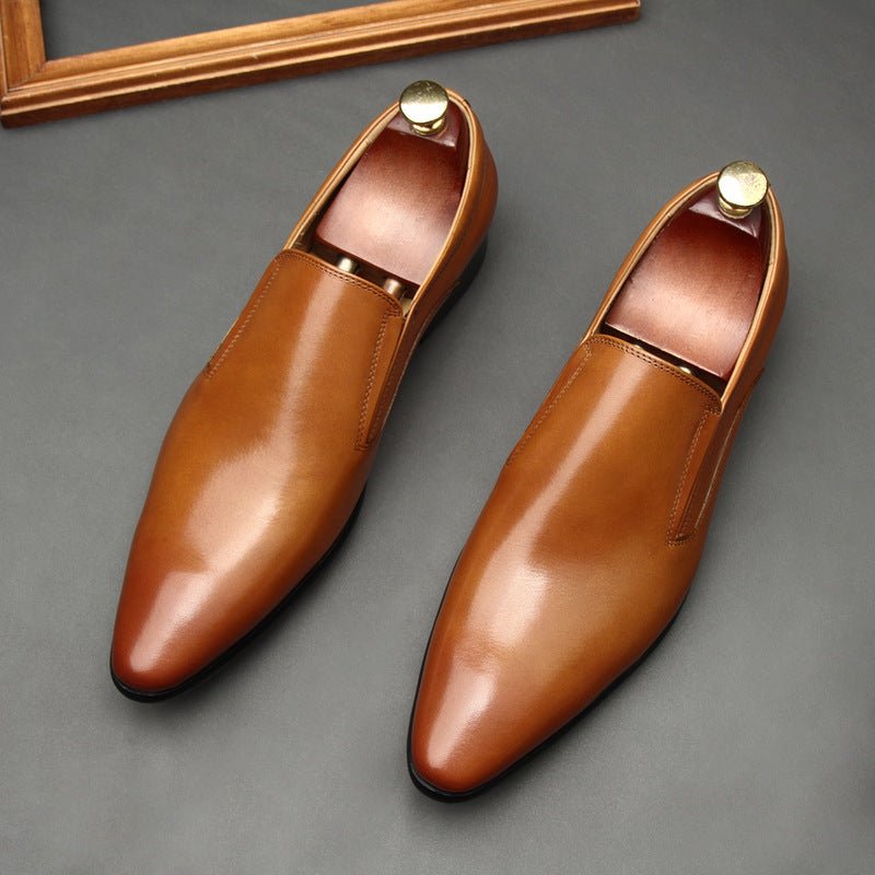Men's Genuine Leather Dress Shoes: Stylish Pointed Toe Wedding Loafersyes