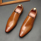 Men's Genuine Leather Dress Shoes: Stylish Pointed Toe Wedding Loafersyes
