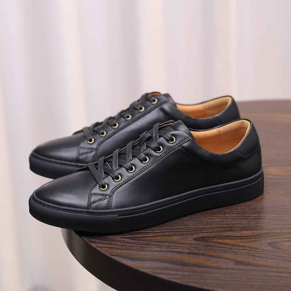 Men's Genuine Leather Sneakers - Minimalist Versatile Casual Shoesyes