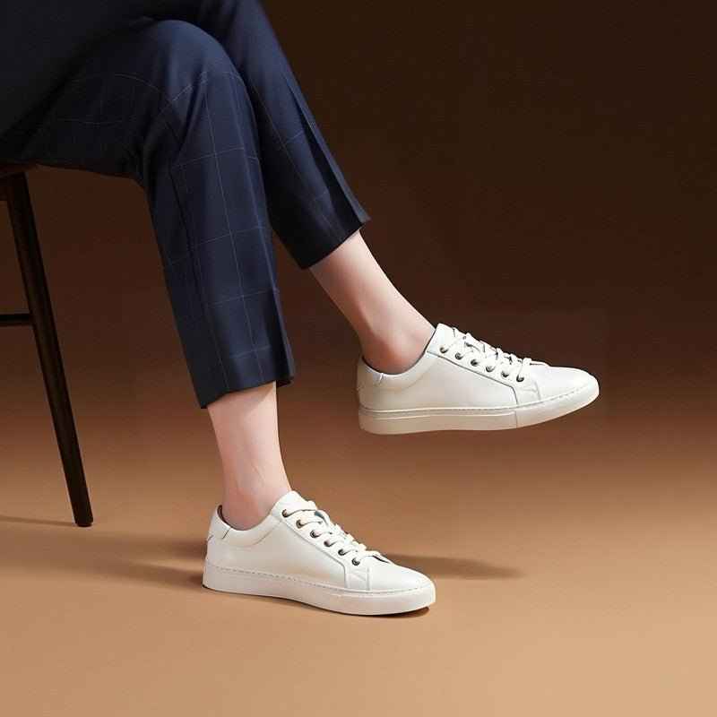 Men's Genuine Leather Sneakers - Minimalist Versatile Casual Shoesyes