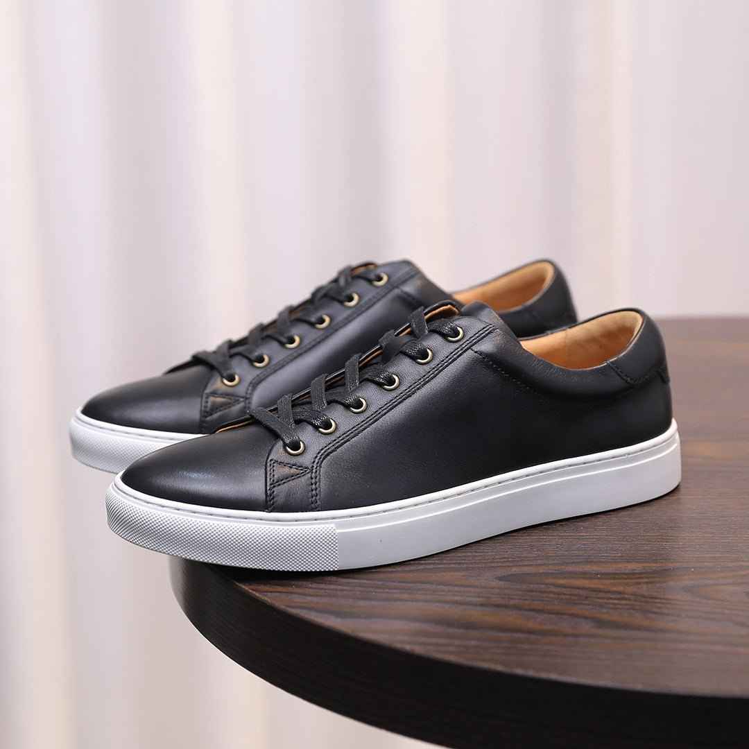 Men's Genuine Leather Sneakers - Minimalist Versatile Casual Shoesyes