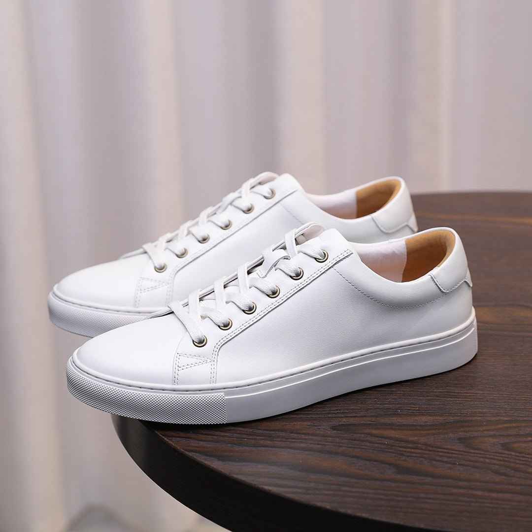Men's Genuine Leather Sneakers - Minimalist Versatile Casual Shoesyes