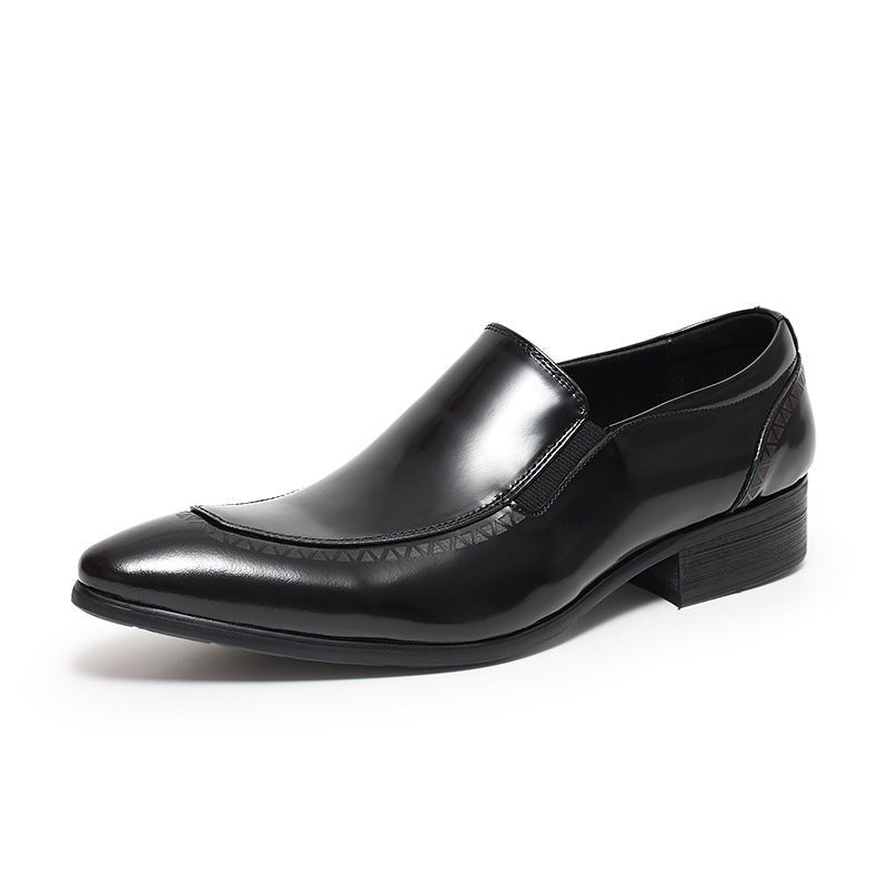 Men's Geometric Embossed Dress Shoes: Stylish Wedding Pointed Loafersyes