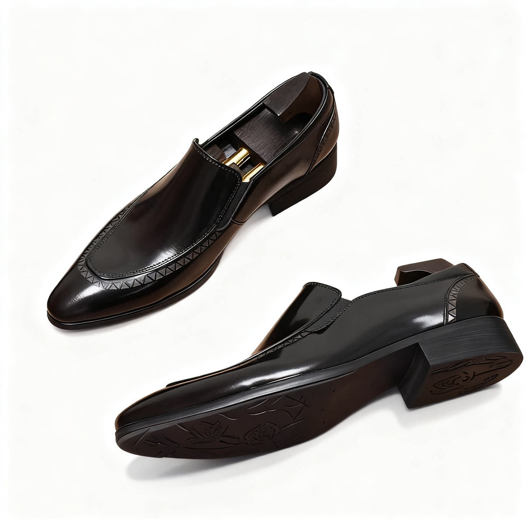 Men's Geometric Embossed Dress Shoes: Stylish Wedding Pointed Loafersyes