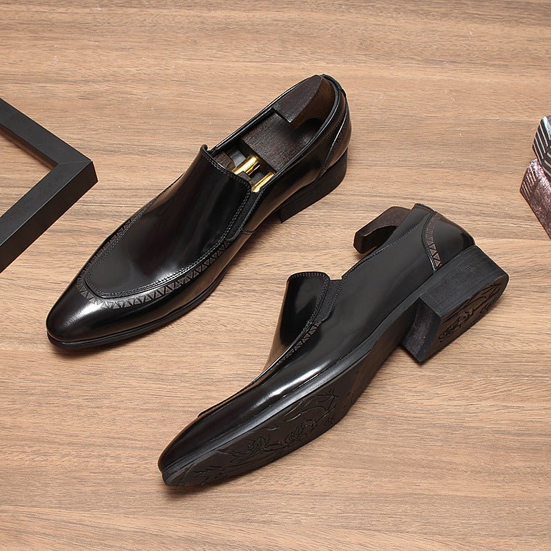 Men's Geometric Embossed Dress Shoes: Stylish Wedding Pointed Loafersyes