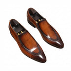 Men's Geometric Embossed Dress Shoes: Stylish Wedding Pointed Loafersyes
