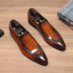 Men's Geometric Embossed Dress Shoes: Stylish Wedding Pointed Loafersyes
