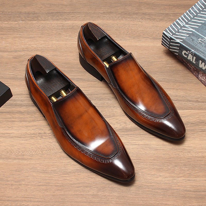 Men's Geometric Embossed Dress Shoes: Stylish Wedding Pointed Loafersyes