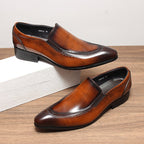 Men's Geometric Embossed Dress Shoes: Stylish Wedding Pointed Loafersyes