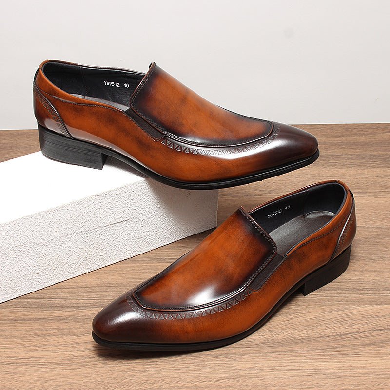 Men's Geometric Embossed Dress Shoes: Stylish Wedding Pointed Loafersyes