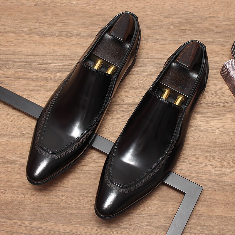 Men's Geometric Embossed Dress Shoes: Stylish Wedding Pointed Loafersyes