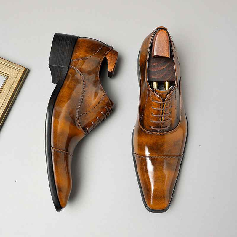 Men's Glazed Cap Toe Oxfords: Fashion Betrothal Wedding Dress Shoesyes